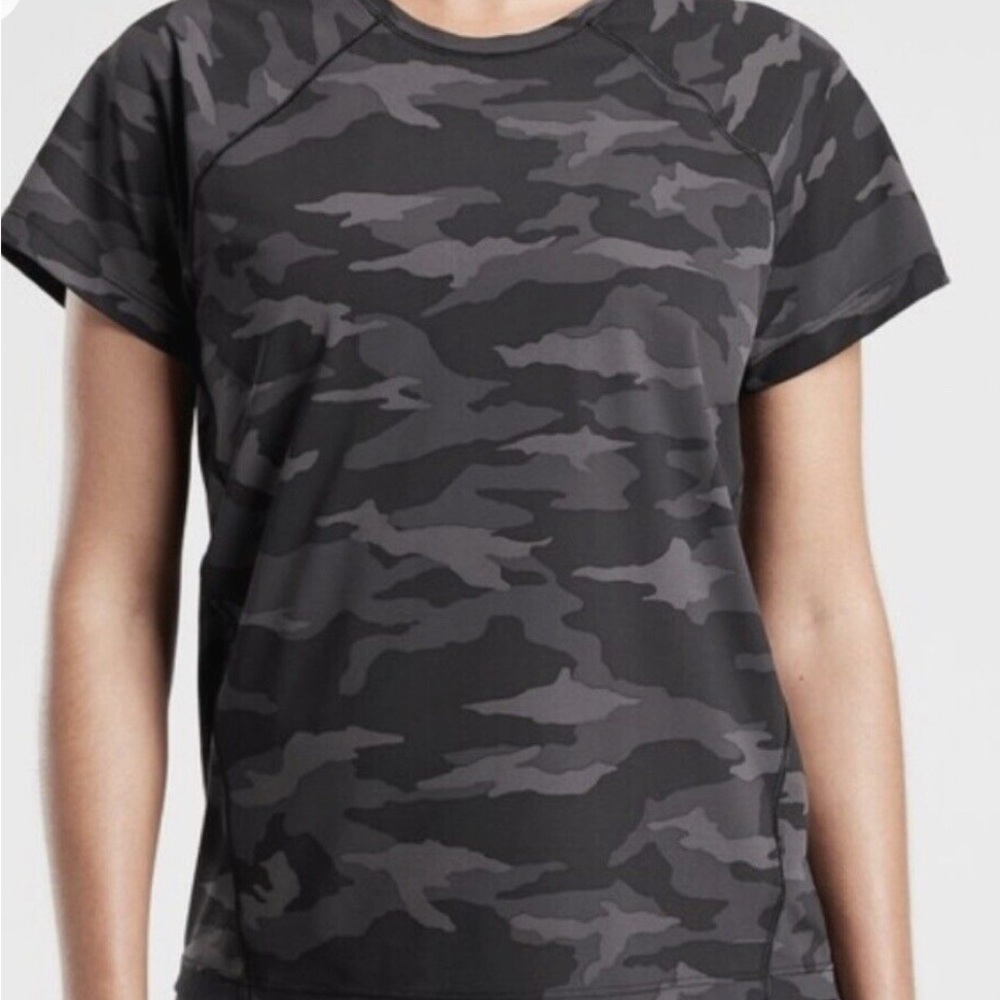 Athleta Black Patterned Tee